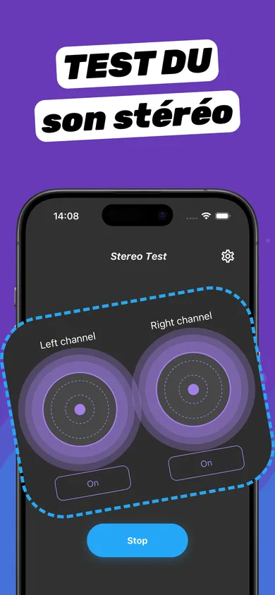 Test du haut-parleur gauche et droit de l’iPhone dans Clear Wave