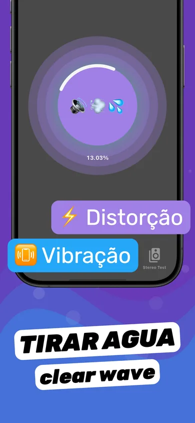 Sessão do Clear Wave expulsando a água do alto-falante do iPhone com ondas sonoras