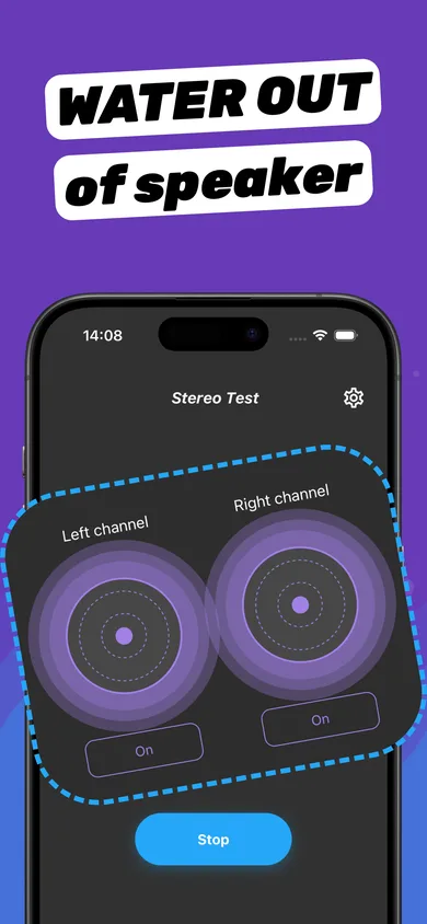 Stereo speaker test in Clear Wave checking the left and right iPhone speaker channels